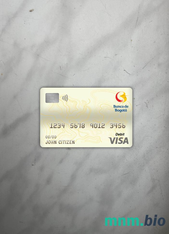 Colombia Banco de bogotá bank visa obciążyć card wygląd fotograficzny skan PSD + zdjęcie